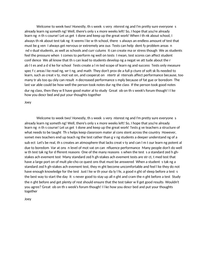 Forum Responses - Week Six