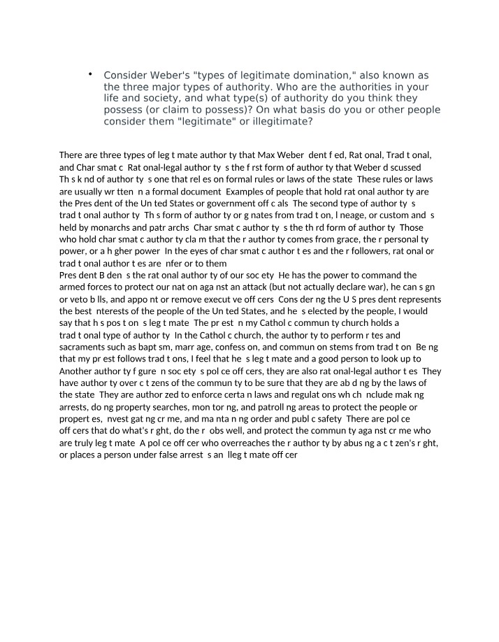 Weber's Rational Types of Legitimate Domination