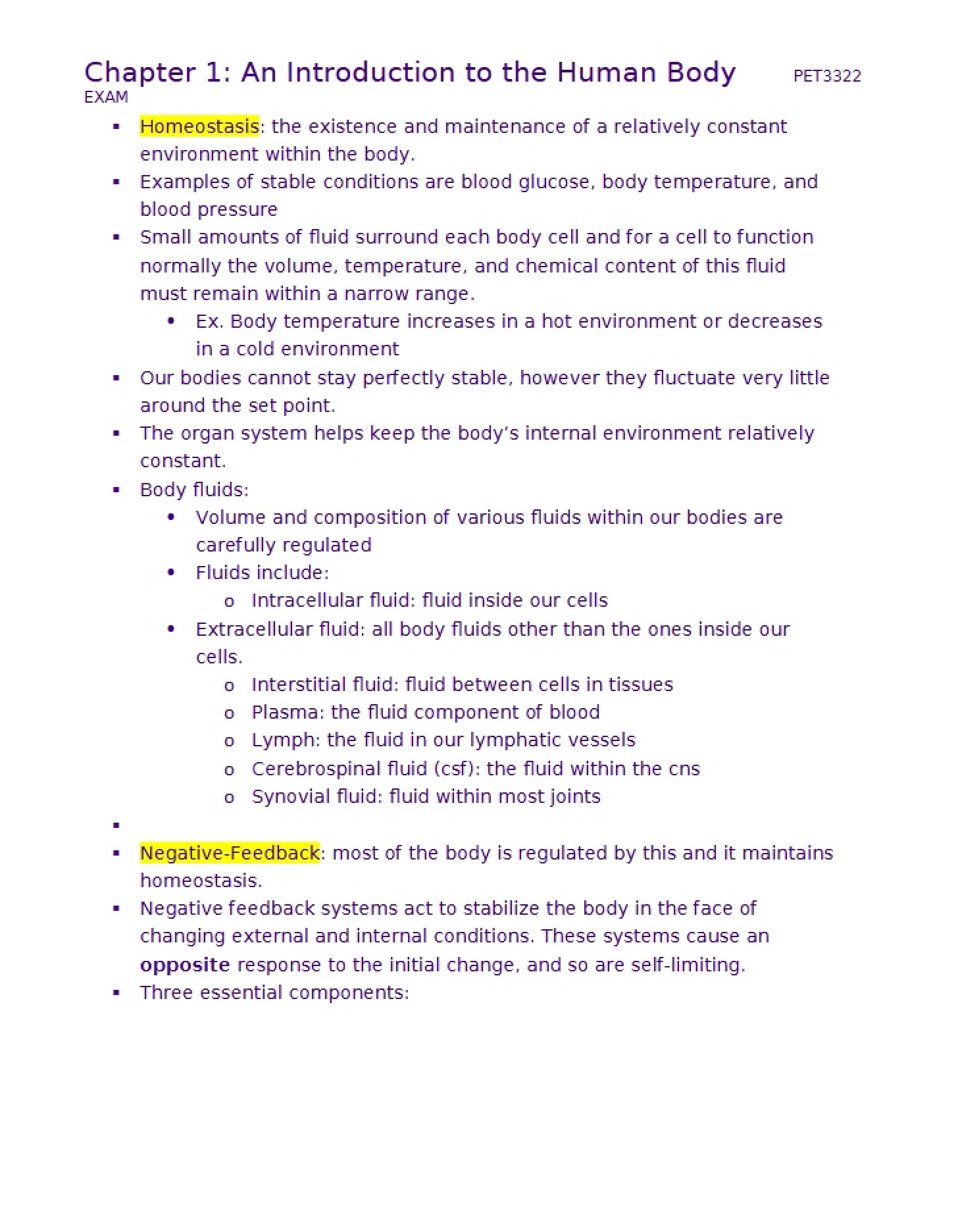 Human Body Introduction (Chapter 1)