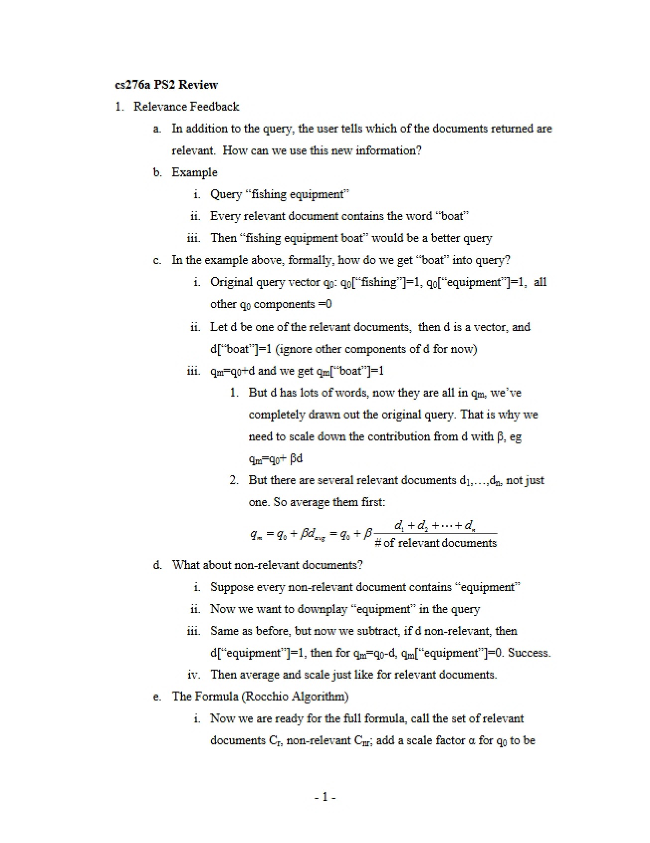 Review Session for CS 276A