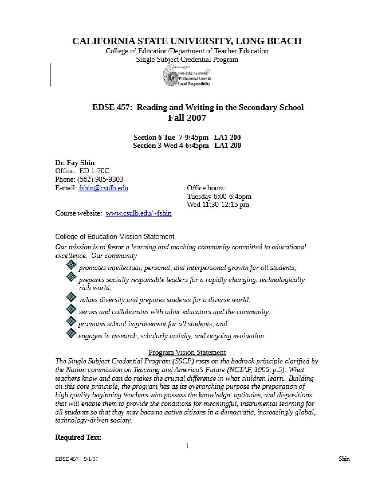 Fall 2007 Syllabus