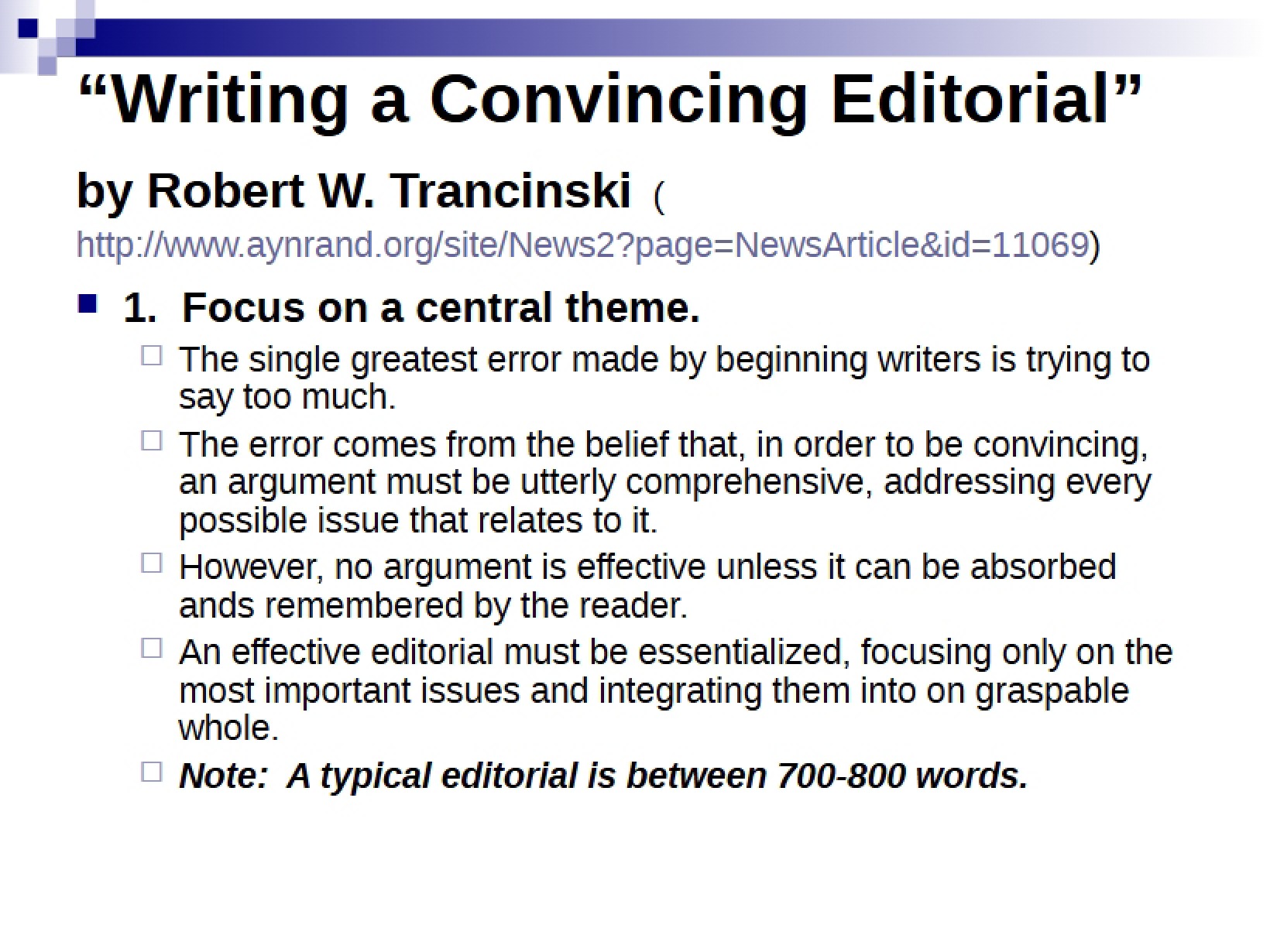 Slides Writing a Convincing Editorial
