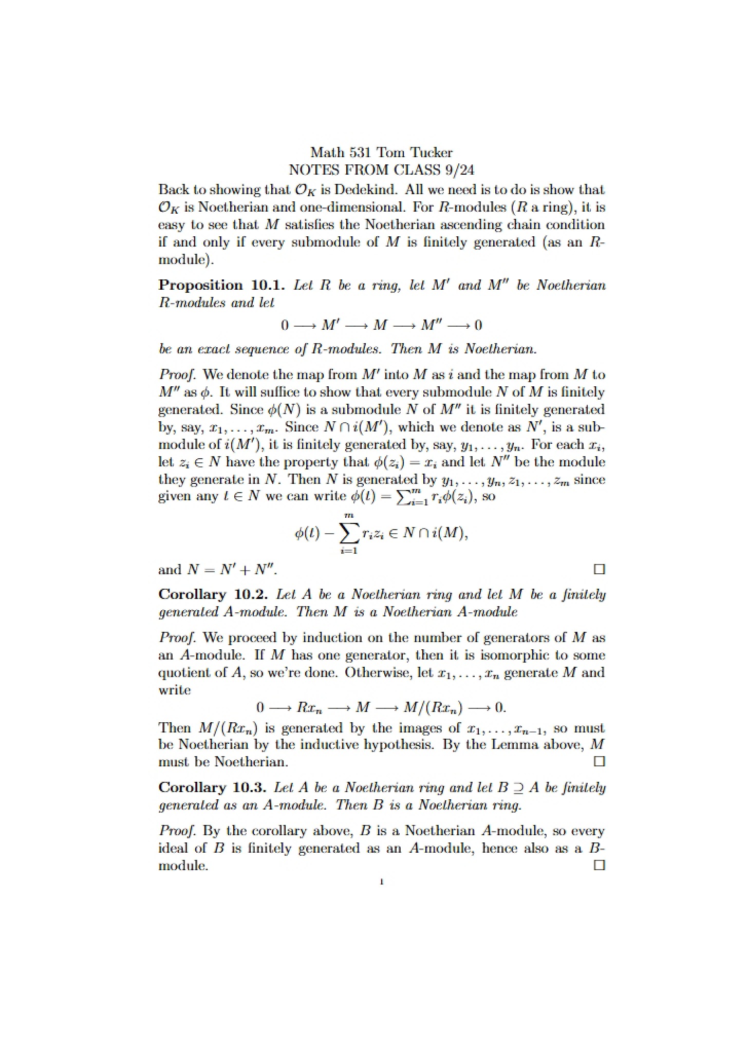 Notes from Sep 24 Class (Math 531)