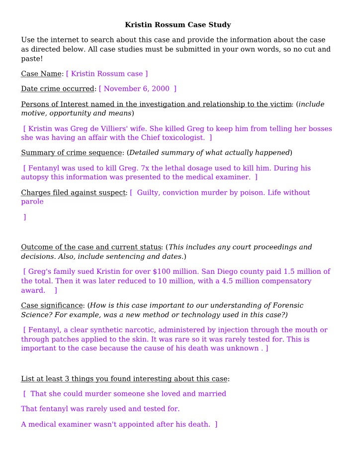 Case Study - Kristin Rossum