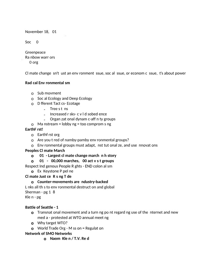 Notes on Global Justice and Radical Environmentalism