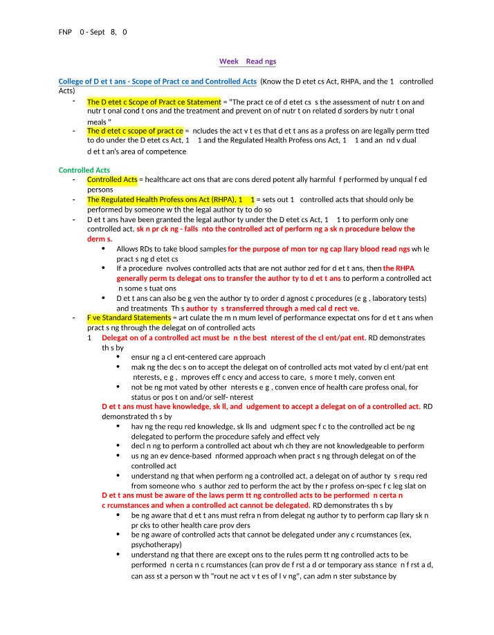 FNP550 Week 4 Readings