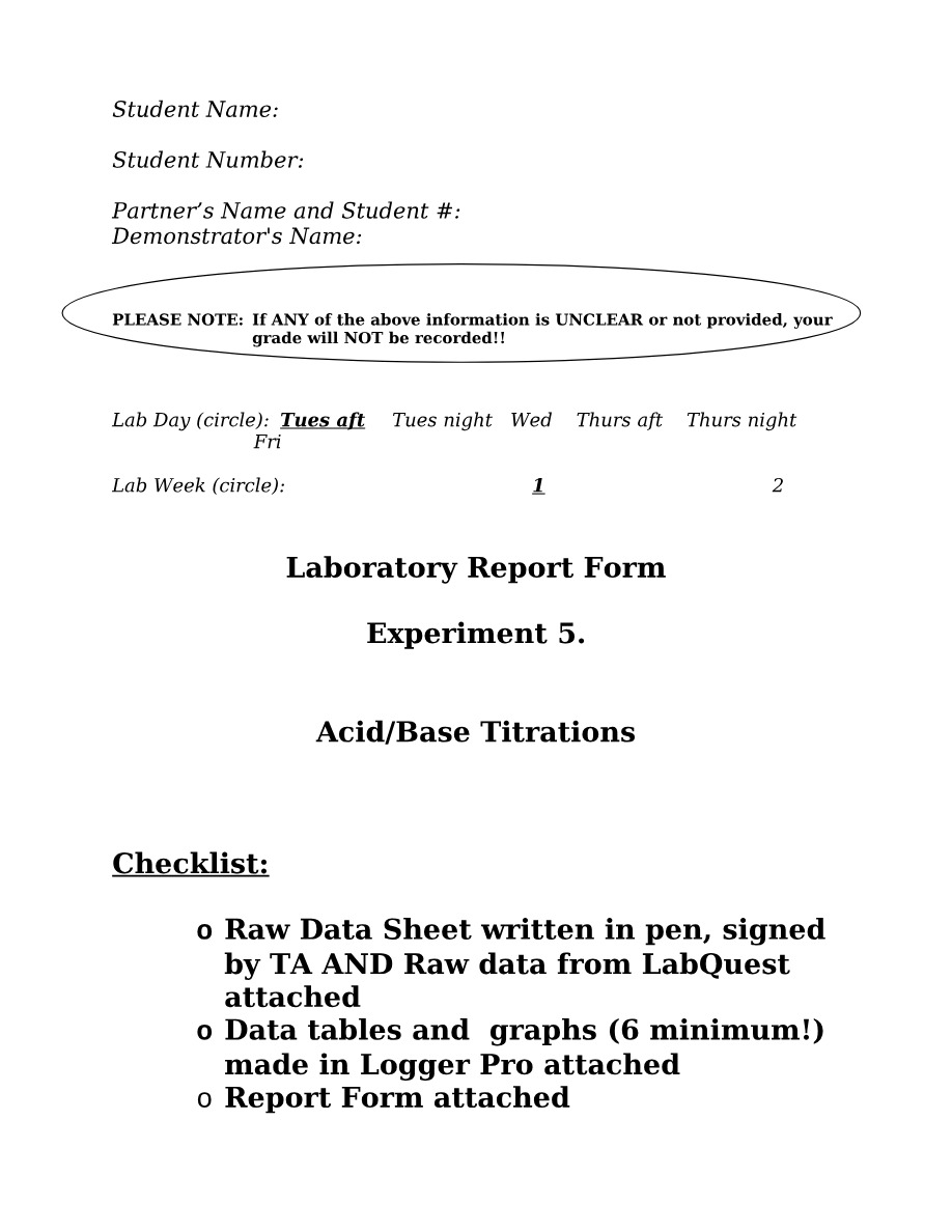 Experiment 5 - Laboratory Report Form