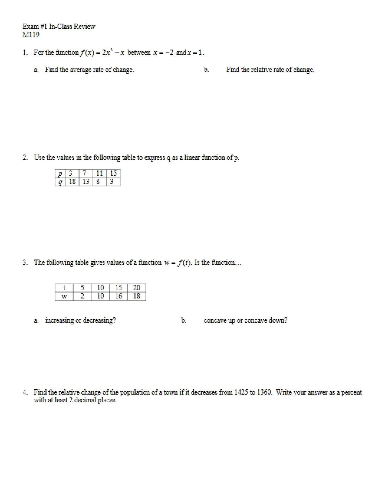 Review for First Exam