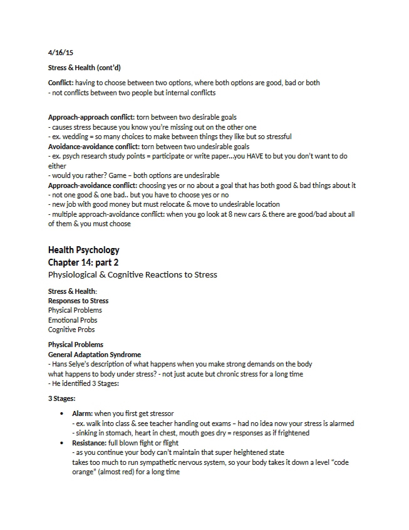 Health and Stress - 3 Pages