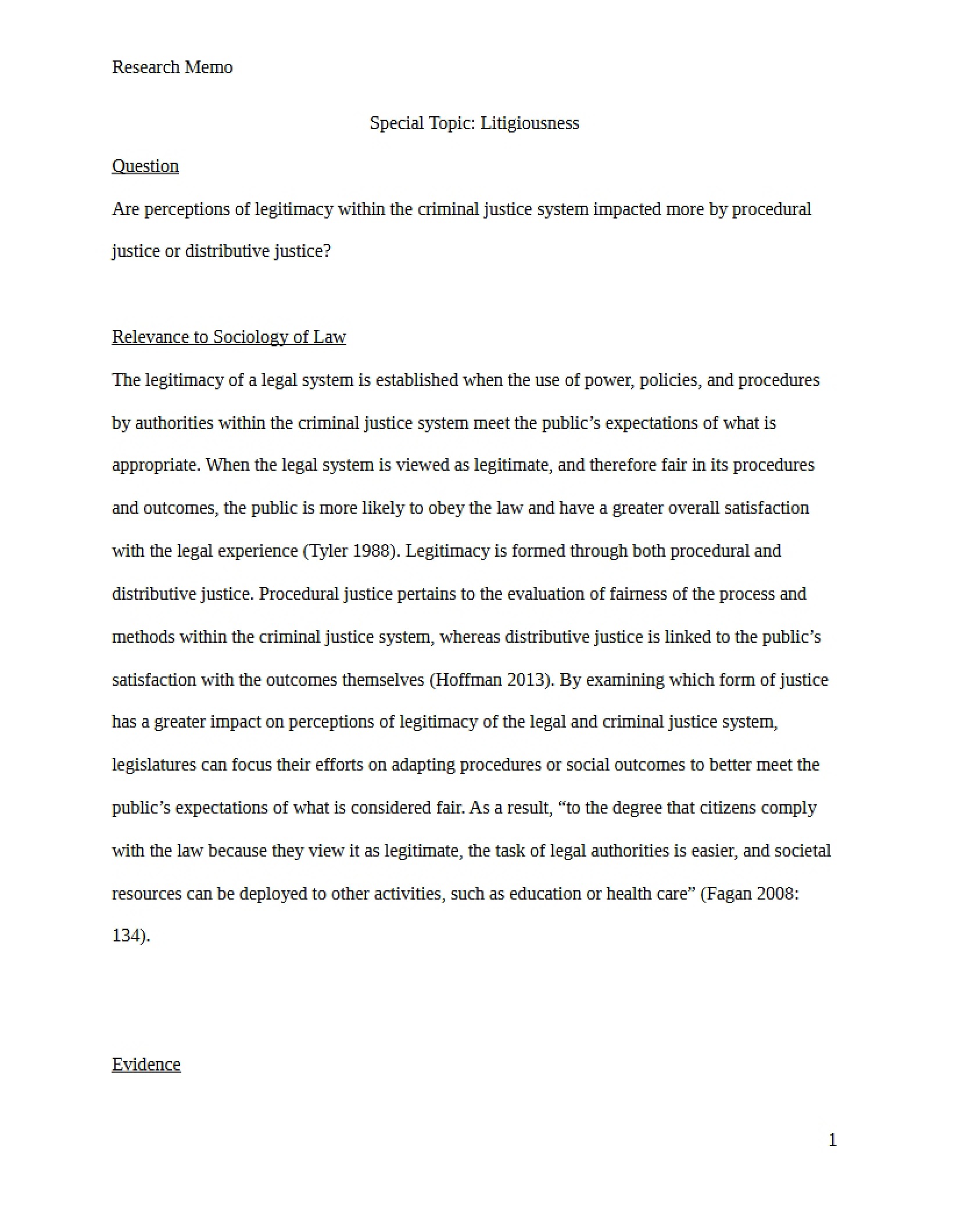 Research Memo Litigiousness