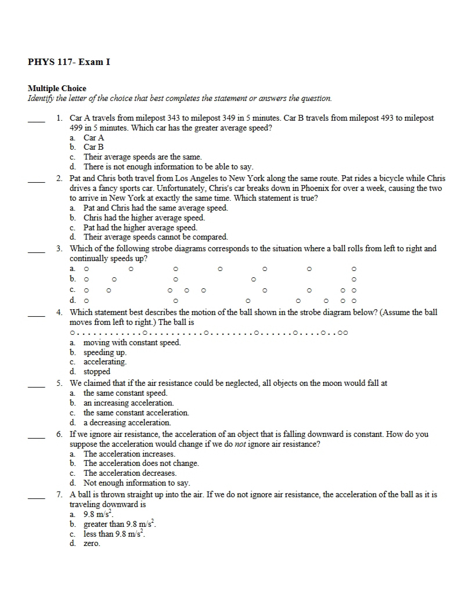 Exam One