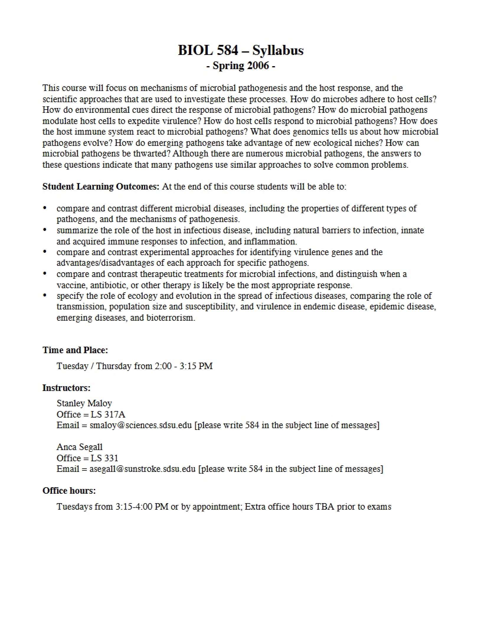 Syllabus Medical Microbiology