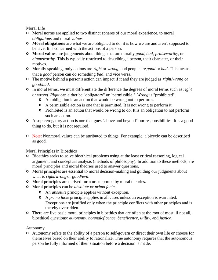 Moral Norms, Obligations, and Moral Life