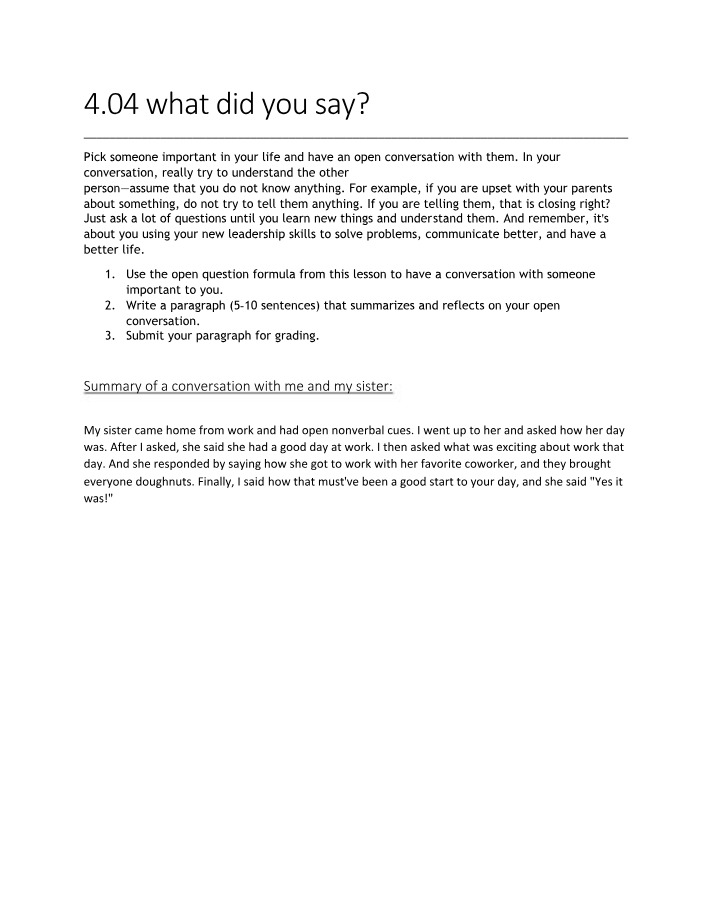 What Did You Say - Communication Assessment