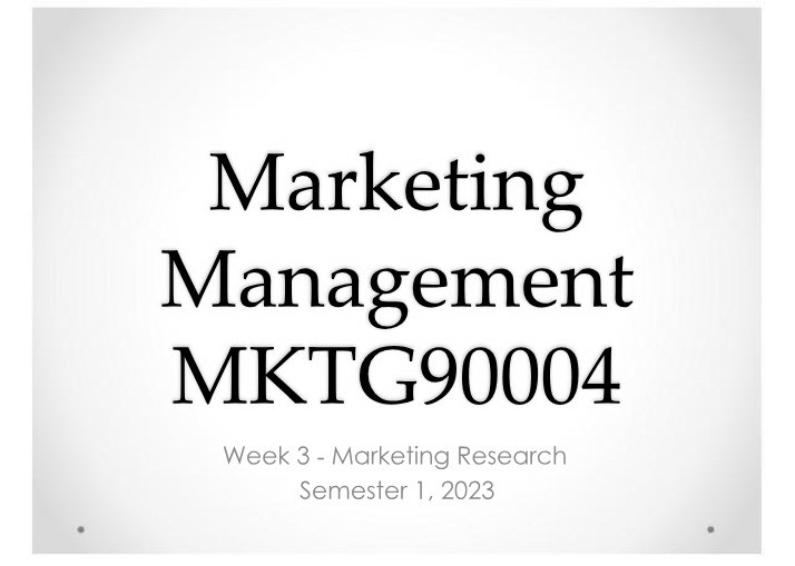 Marketing Research - Lecture 3