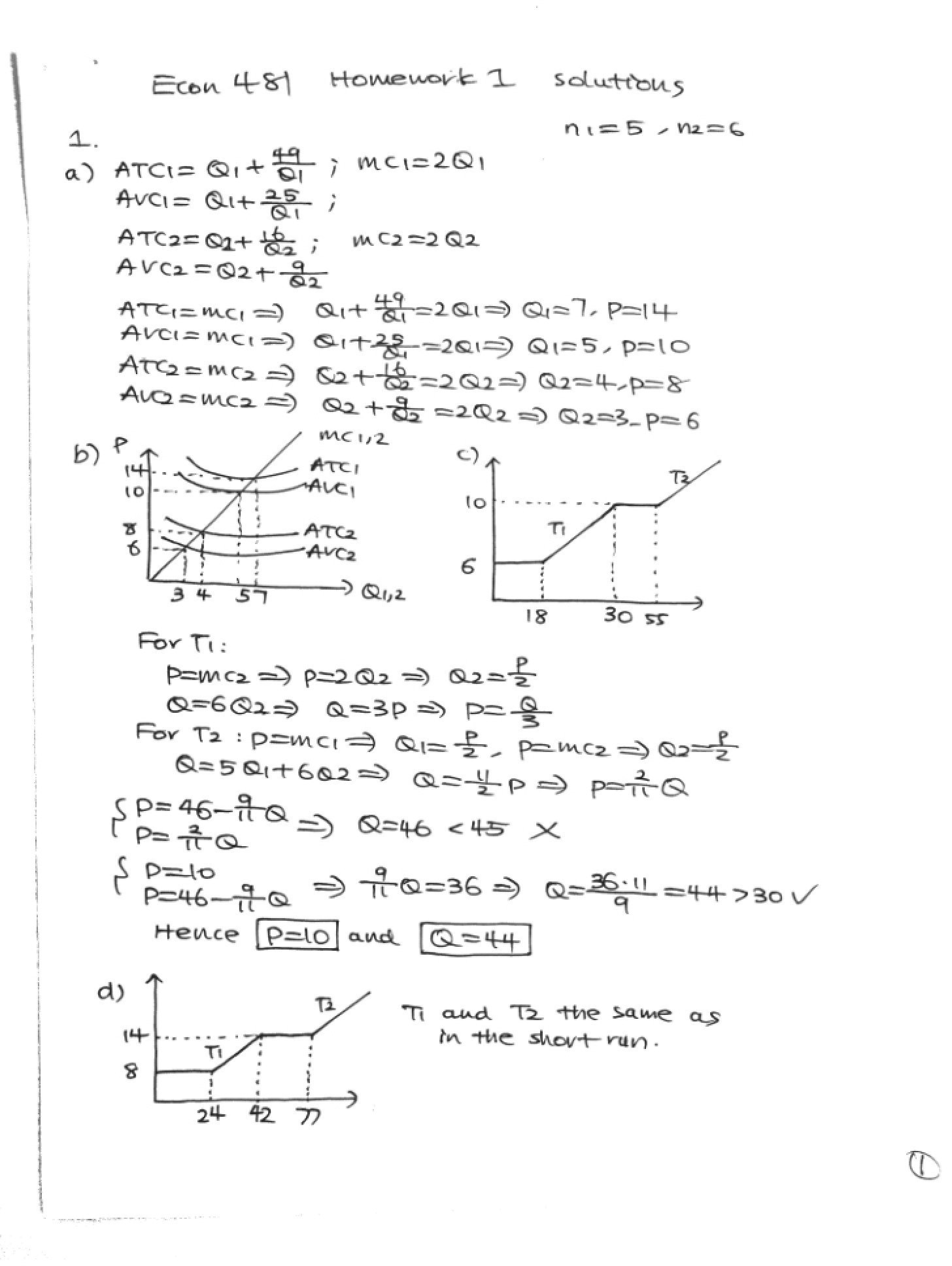 Solutions for Econ 481 Homework 1
