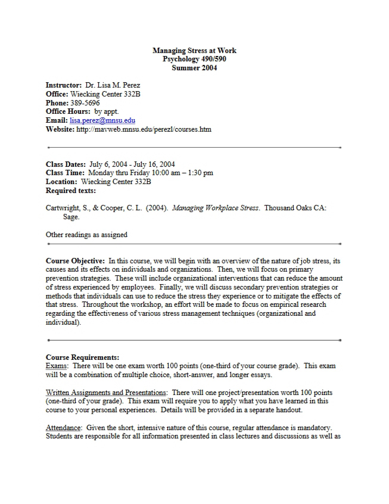 Midwestern Conference Workshop Syllabus