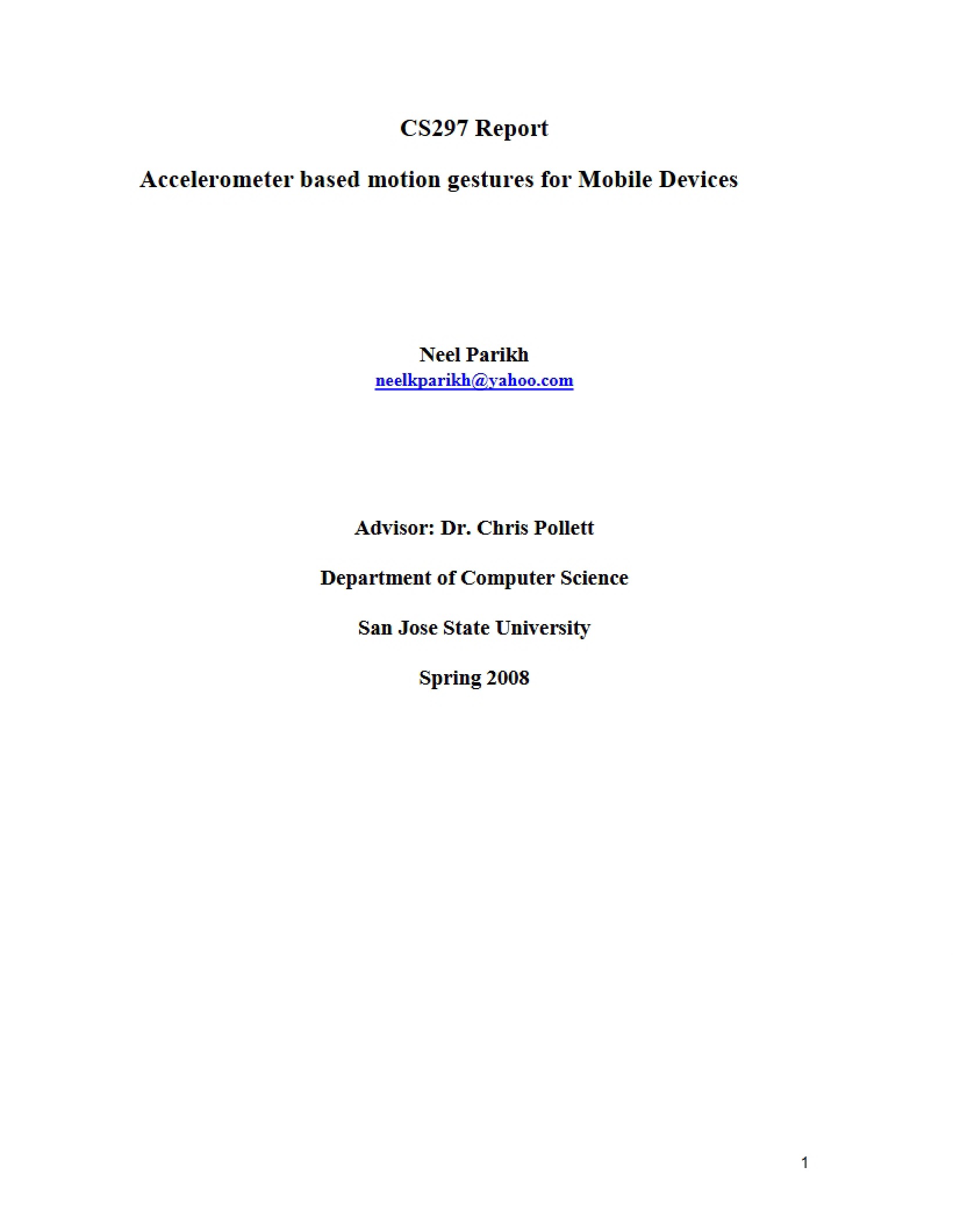 Final Report for CS 297
