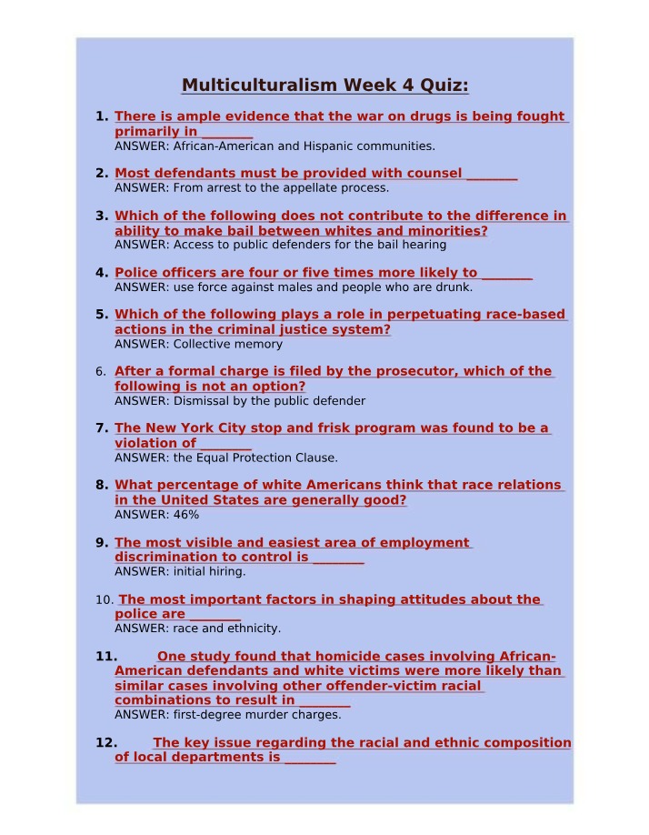 Week 4 Multiculturalism Quiz