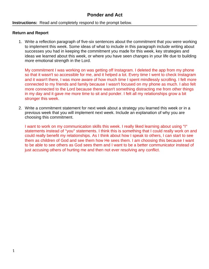 Ponder and Act 11