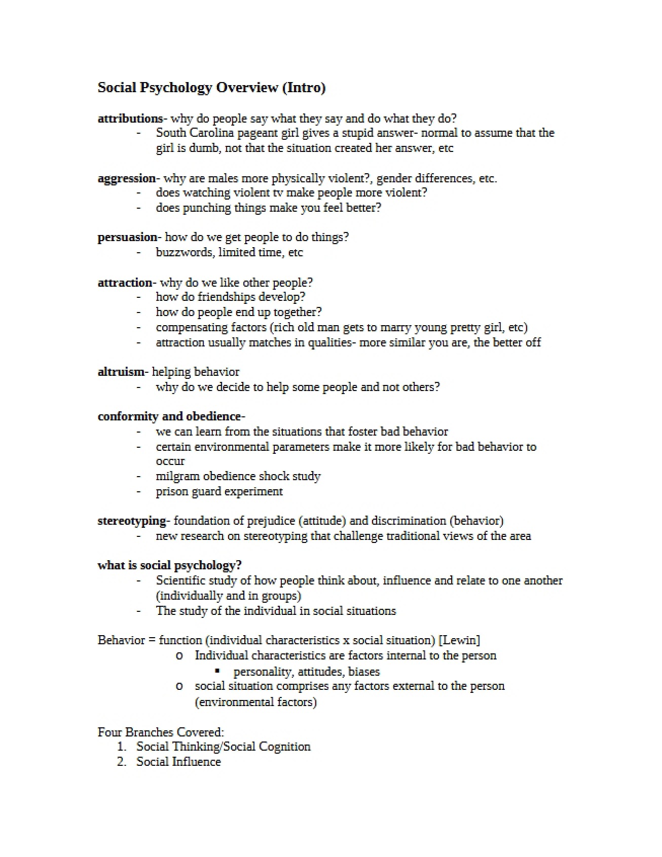 Introduction to Social Psychology