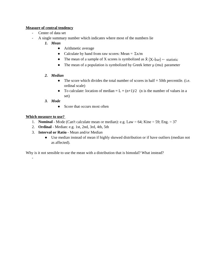 Measures of Central Tendency