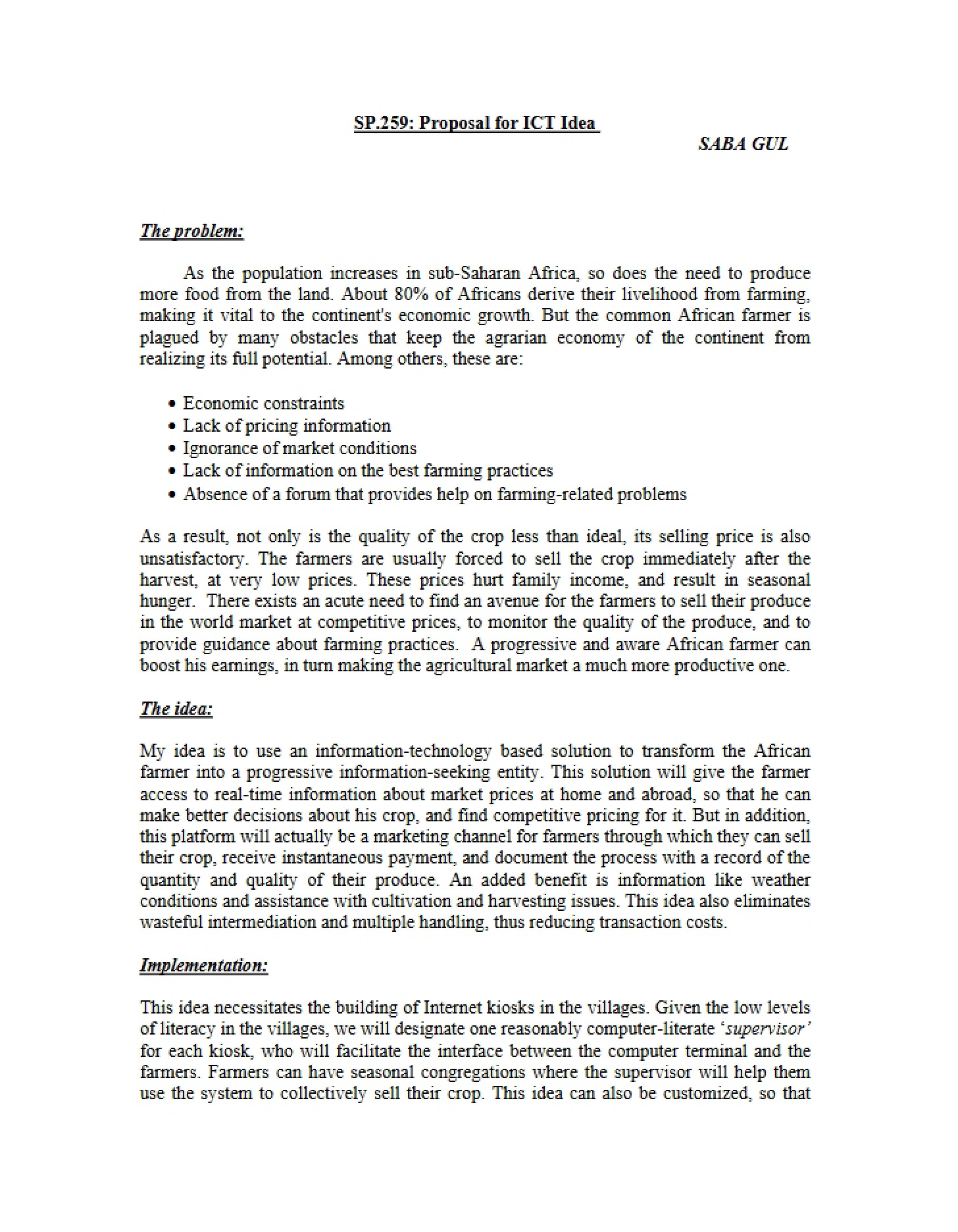 ICT Idea Proposal