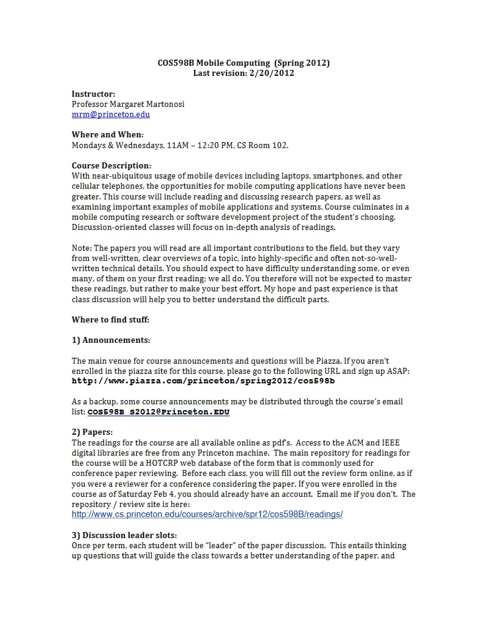Computing in Mobile Environments