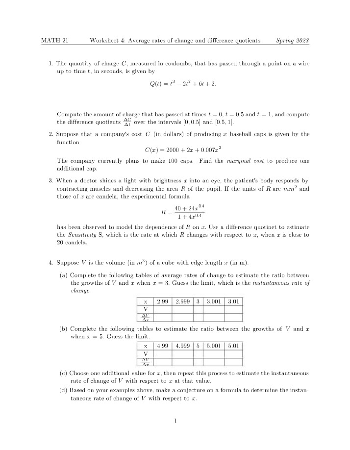 Fourth Worksheet