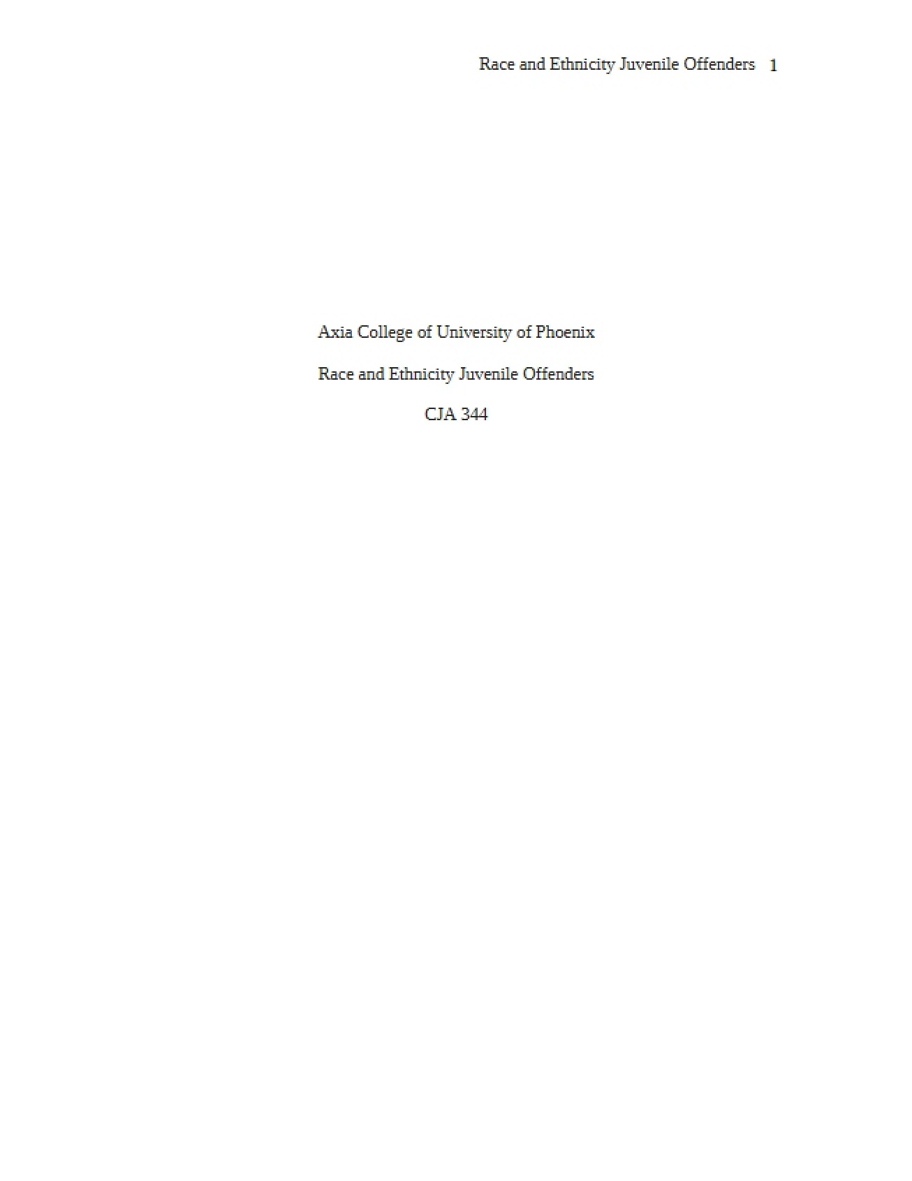 Juvenile Offenders Race and Ethnicity