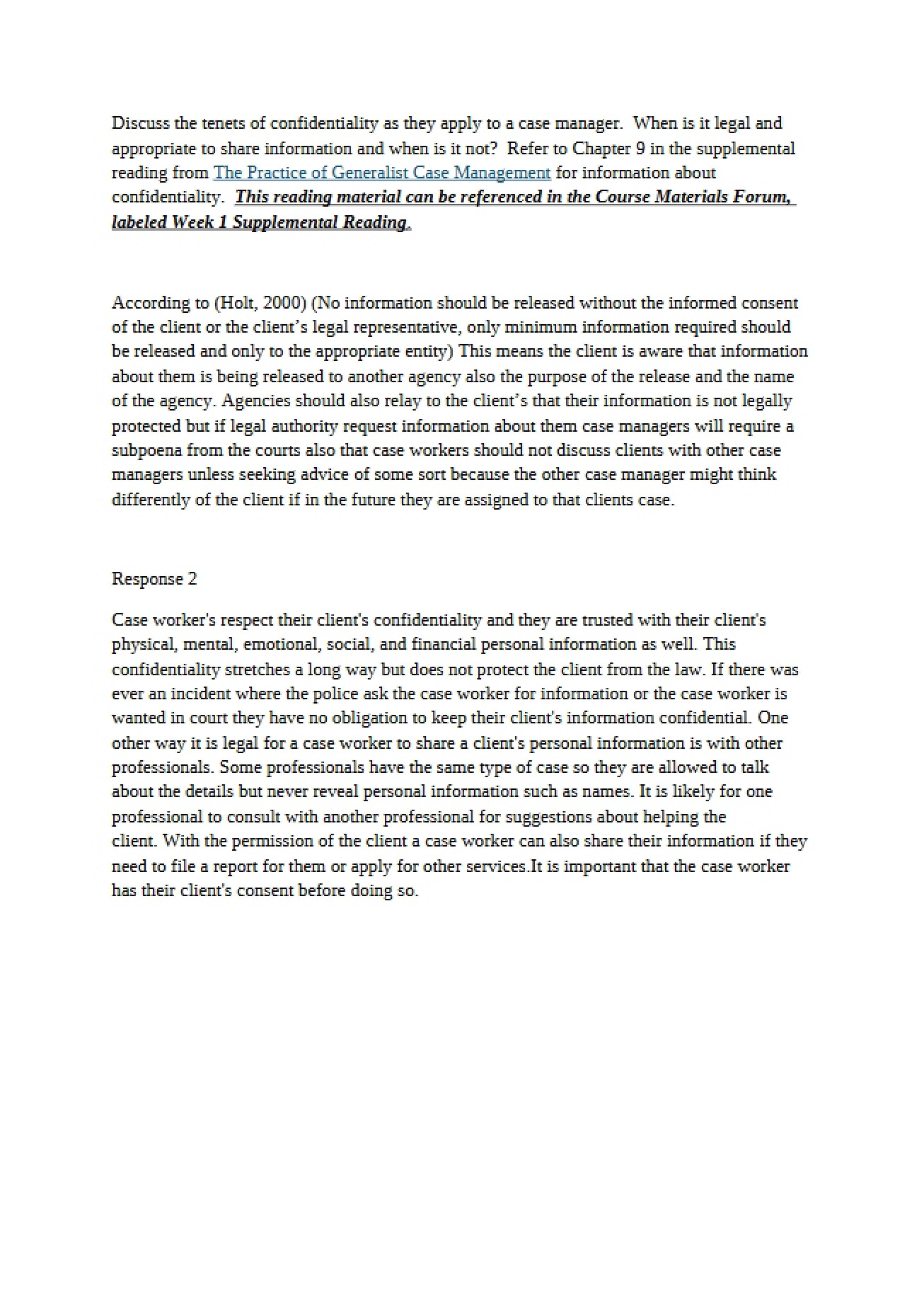 Case Management Assignment - 1 Pages
