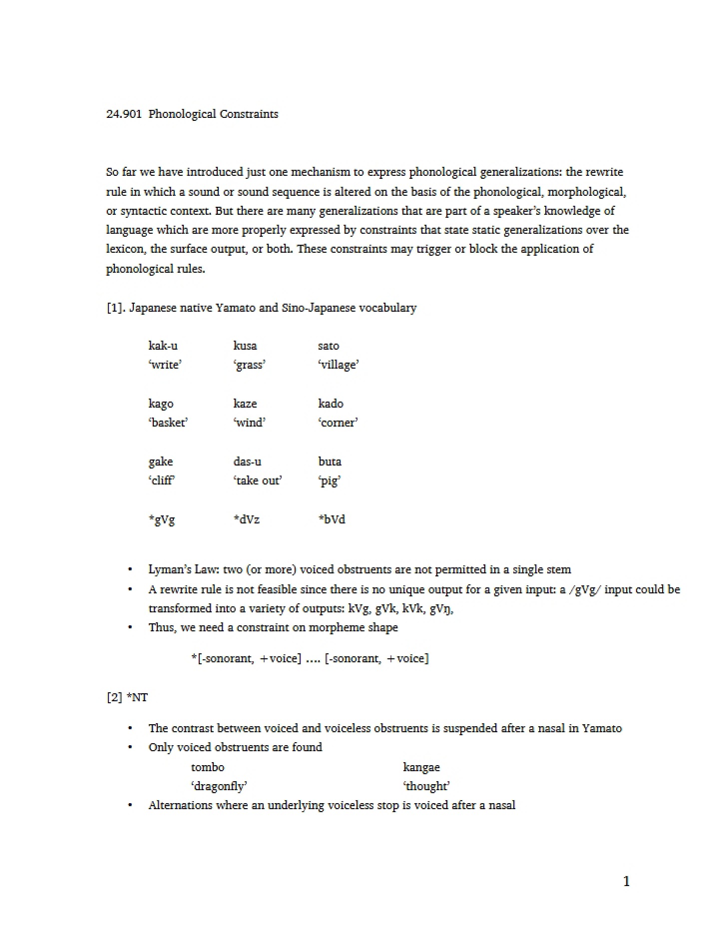 Constraints in Phonology