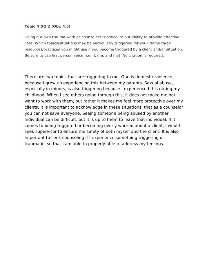 Recognizing and Responding to Triggering Topics