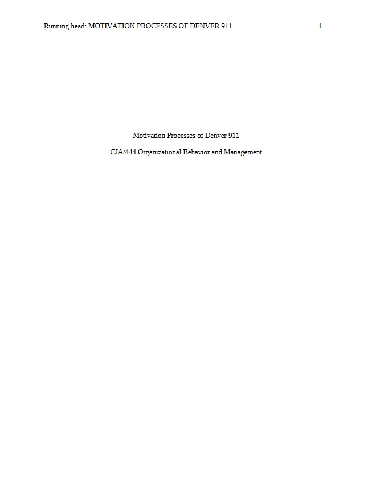 Denver 911 Motivation Procedures