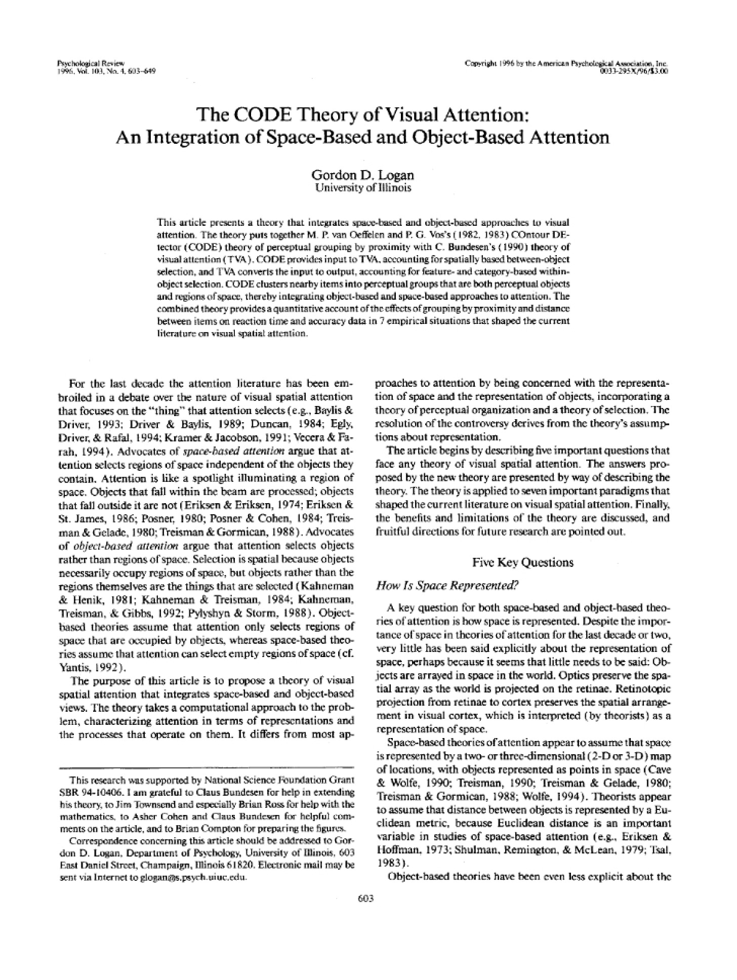 Visual Attention CODE Theory