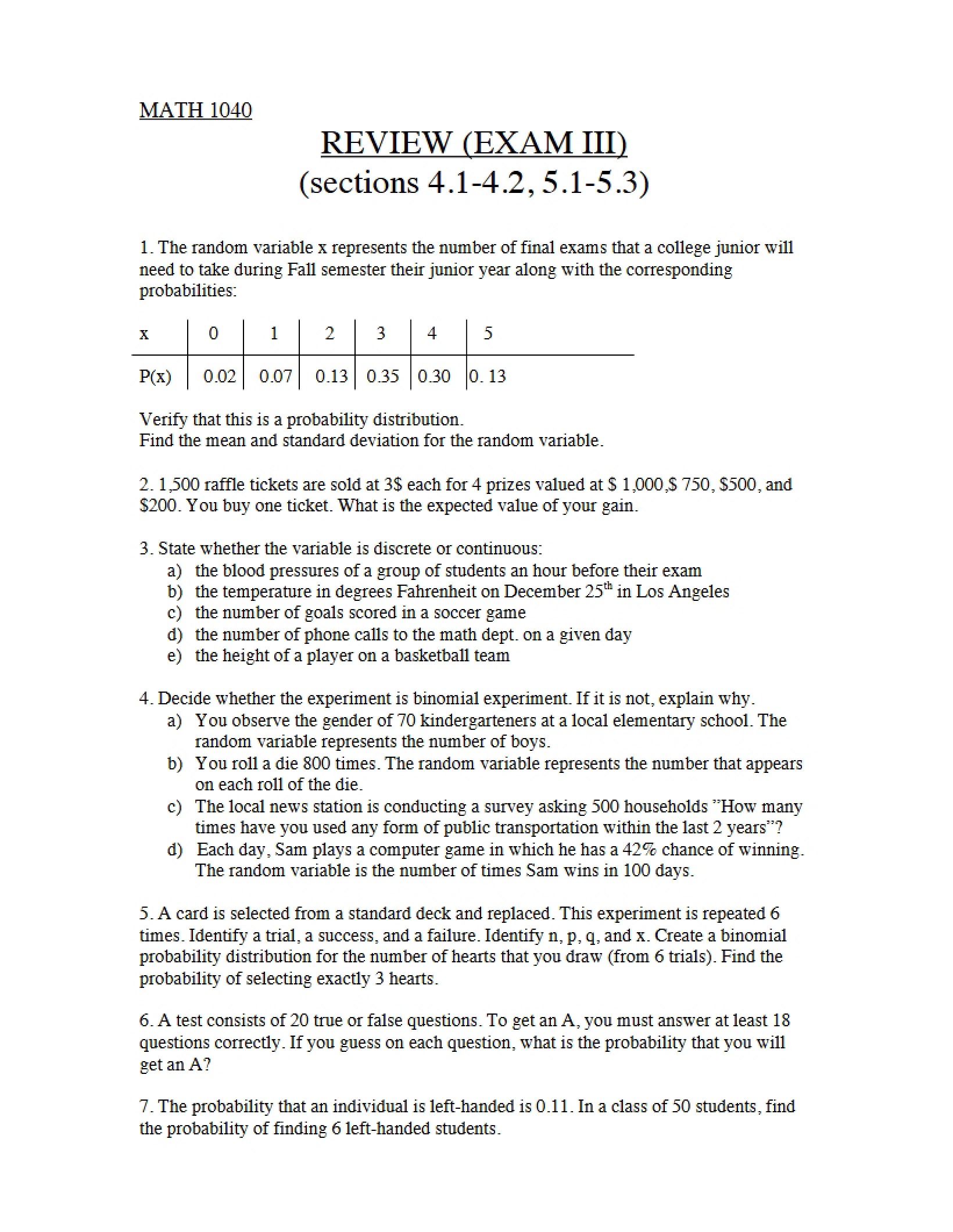 Exam 3 Review