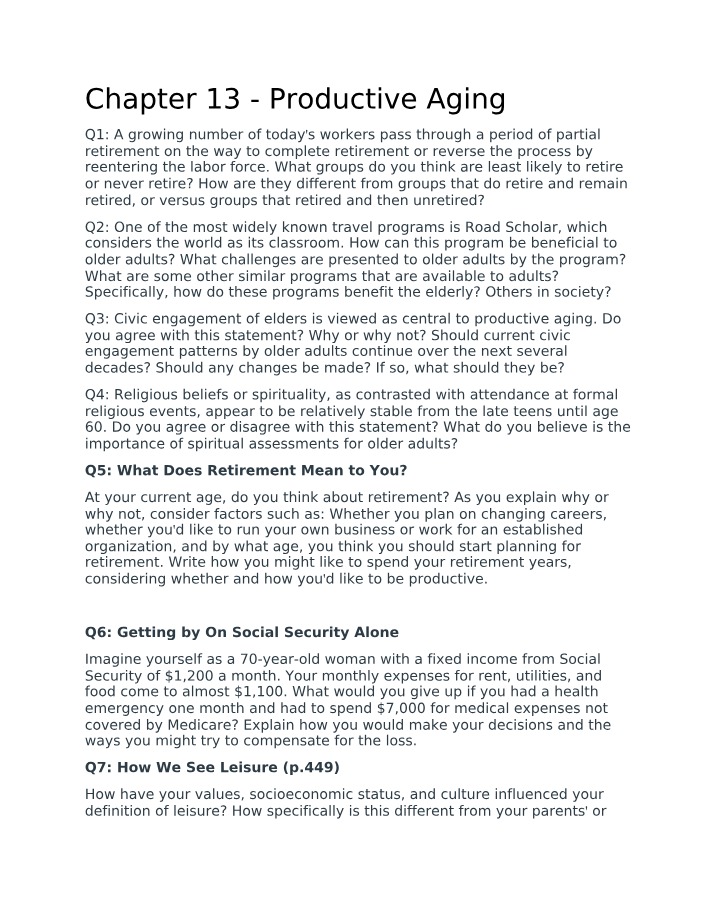 Chapter 13 on Productive Aging