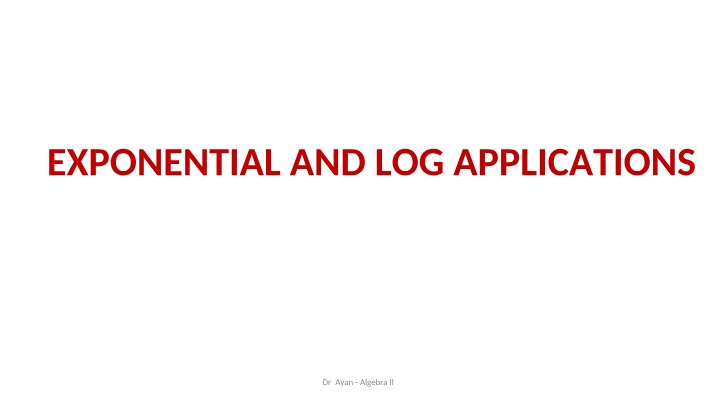 Applications of Exponential Functions