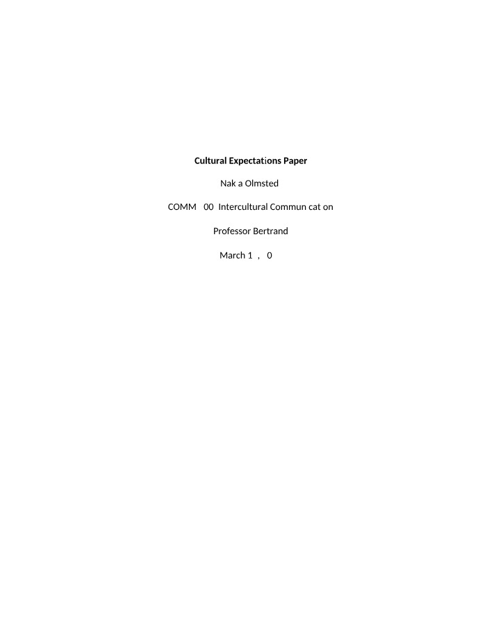 Paper on Cultural Expectations