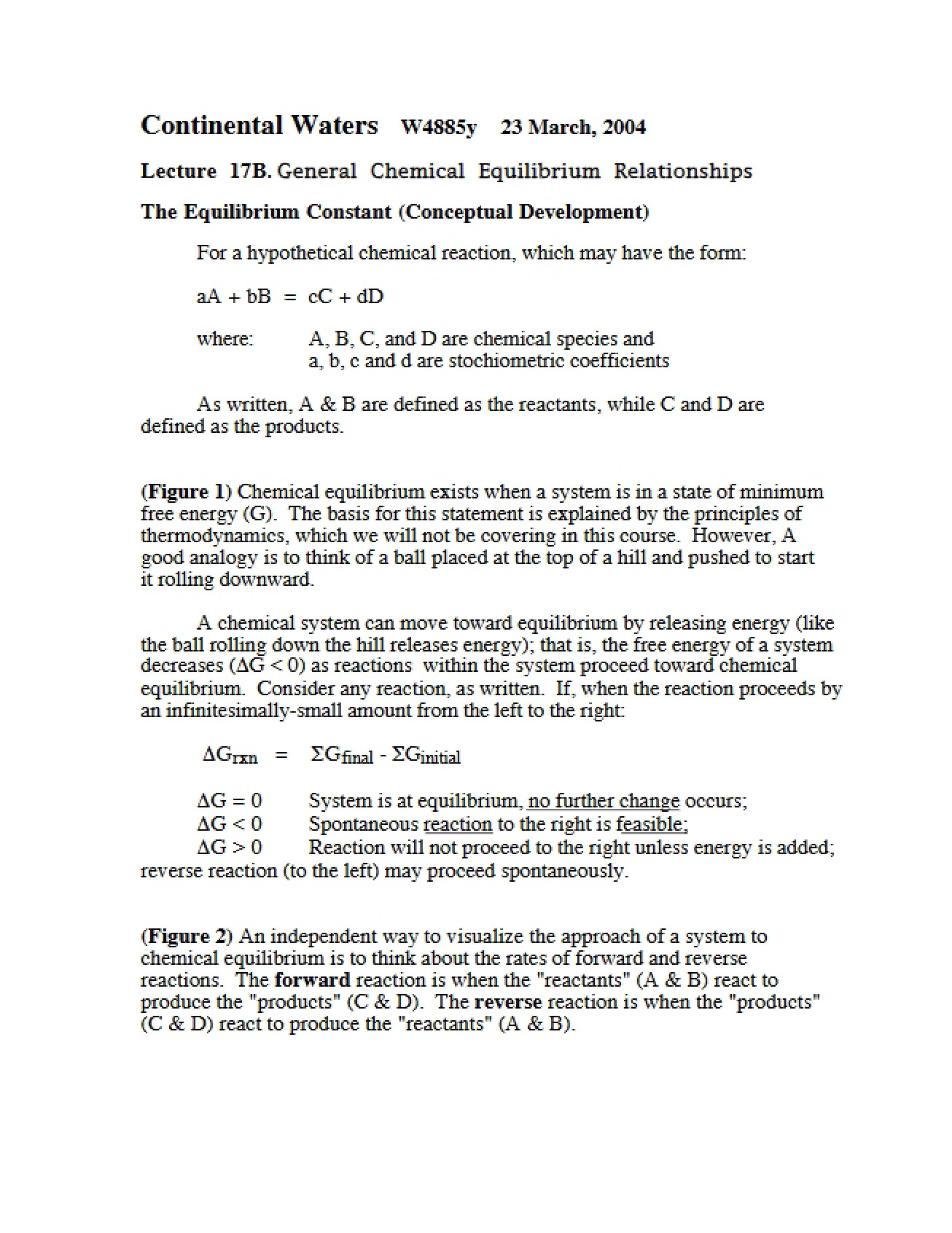 General Relationships in Chemical Equilibrium