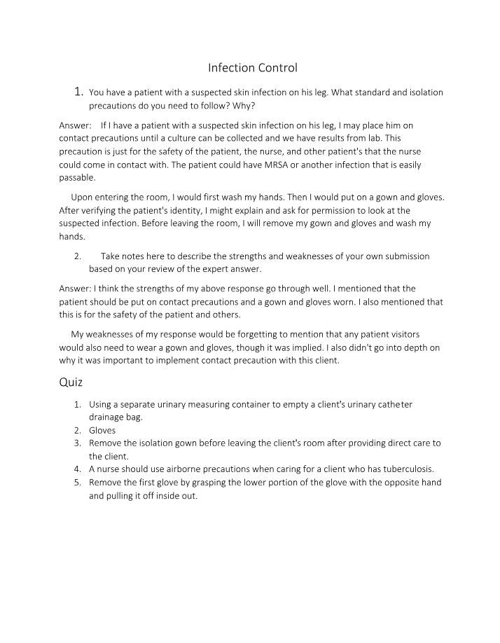 Infection Control in Nursing