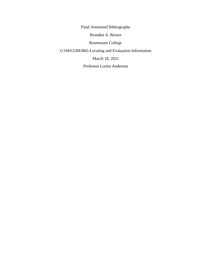 Annotated Bibliography (Final)