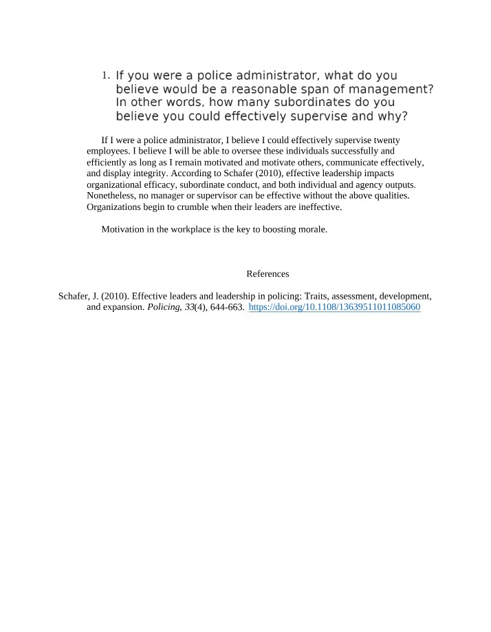 Police Administration - Mid Term Question 3