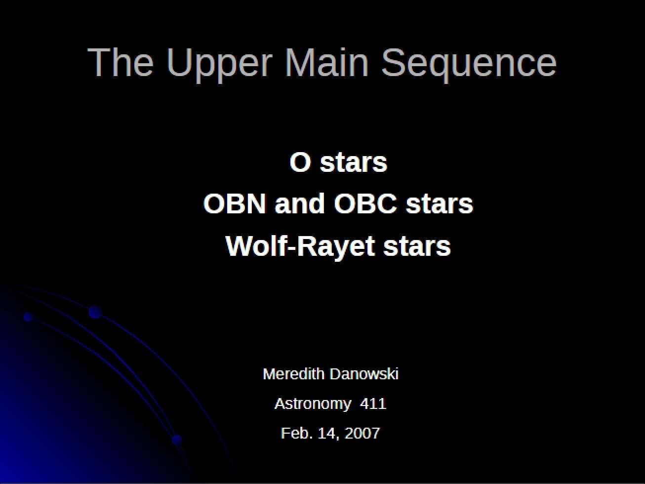 Upper Main Sequence - Part One