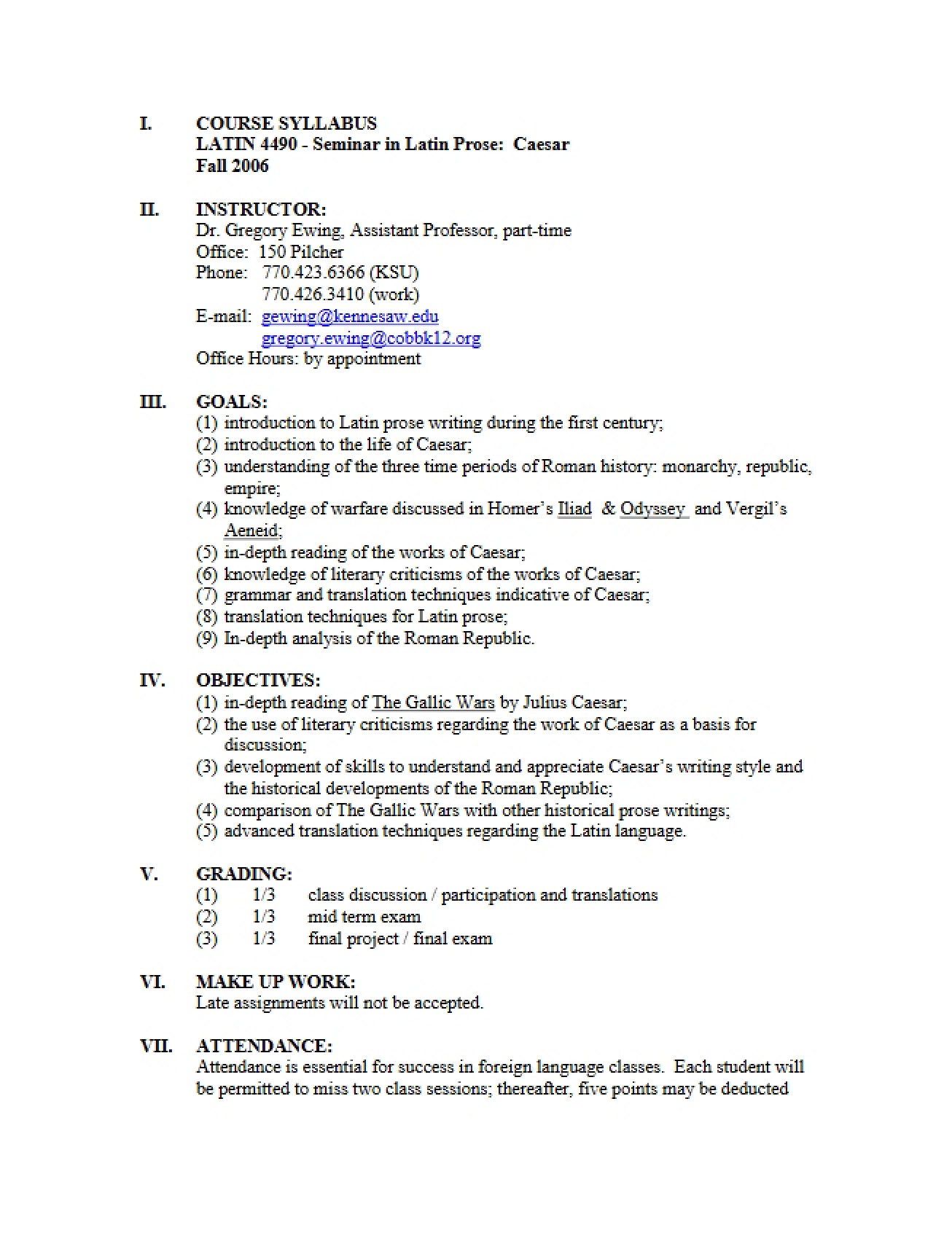 Latin Special Topics Course Document