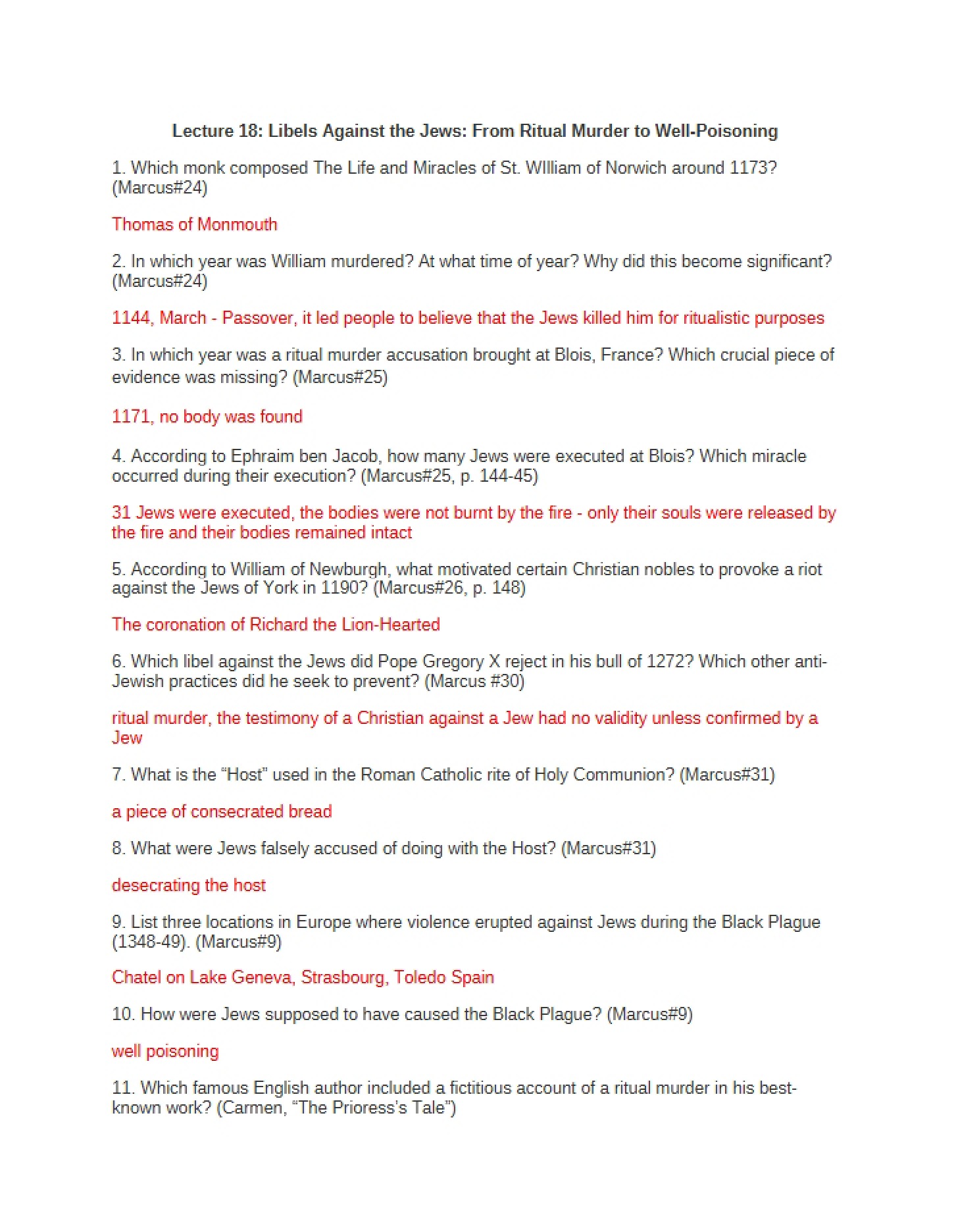 Anti-Jewish Libels Lecture 18