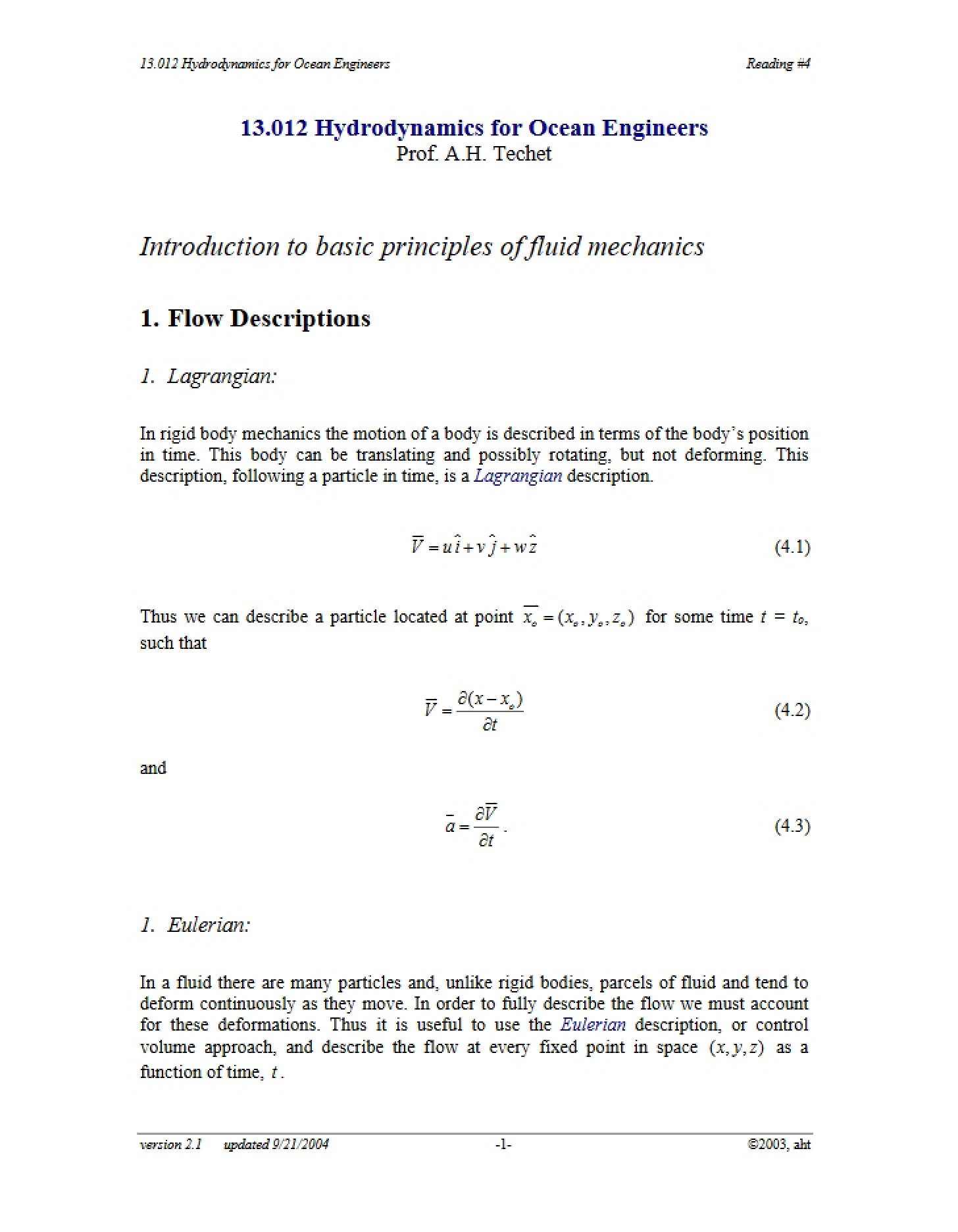 Fluid Mechanics Basic Principles Intro