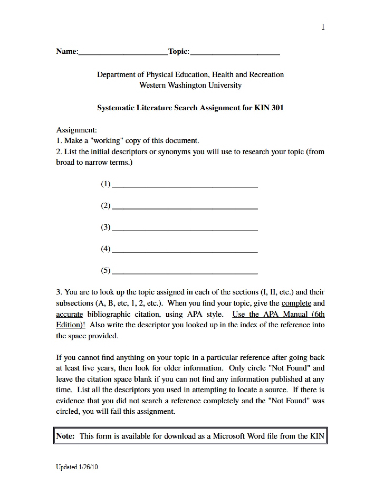 Assignment Systematic Literature Search