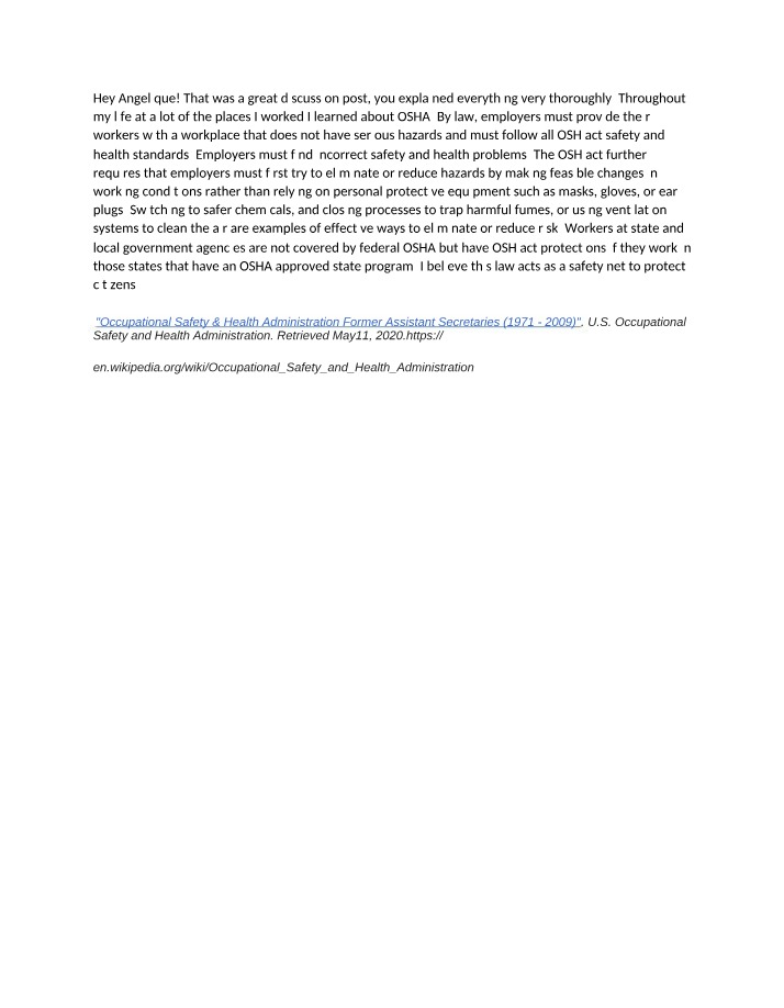 HI255 - OSHA Guidelines