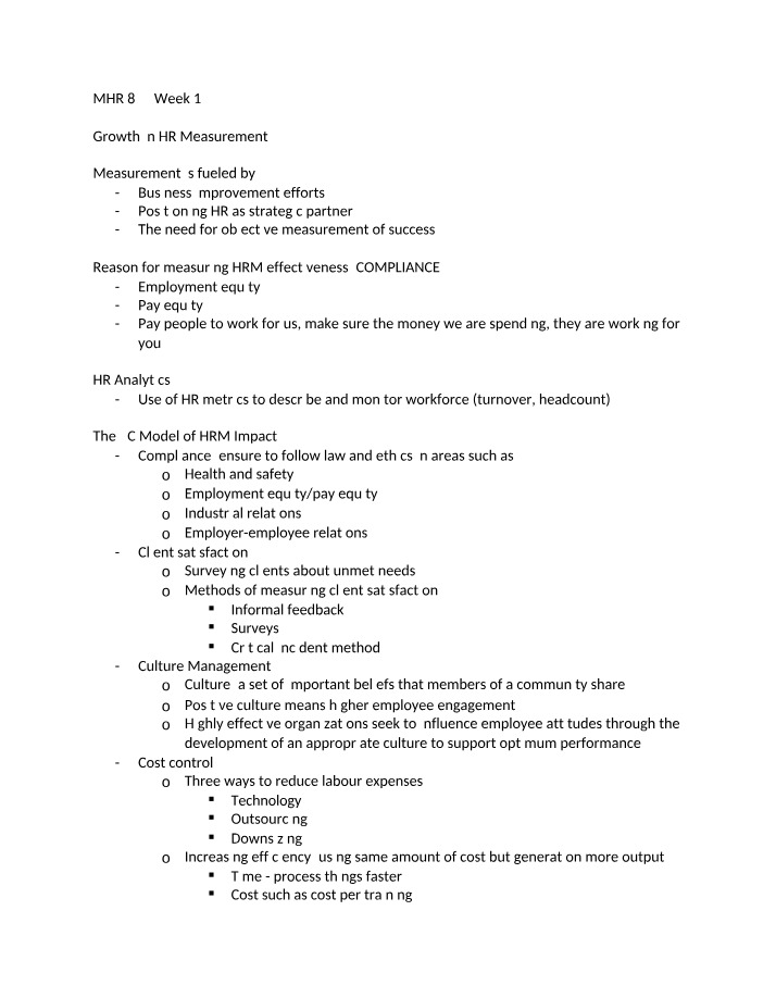 MHR 849 Notes for Week 12